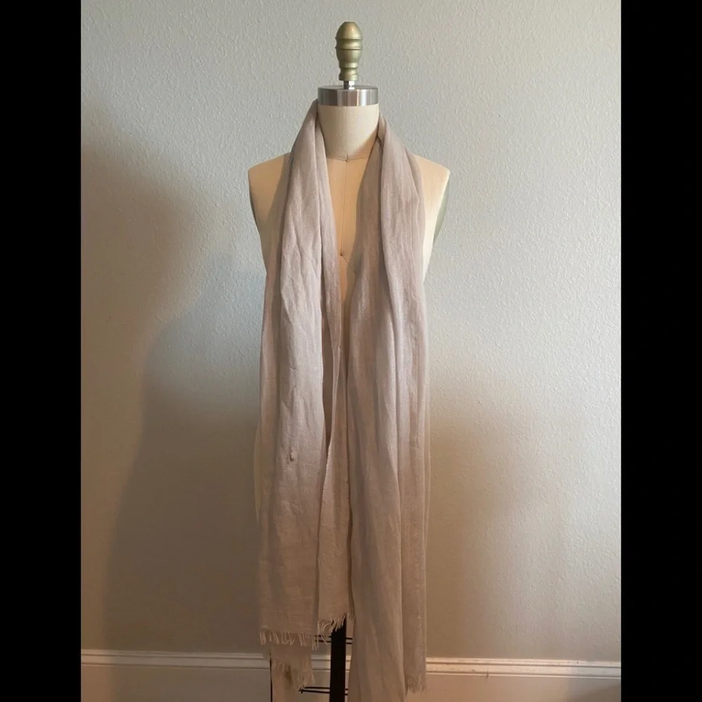 Neiman Marcus Cashmere Gauzy Distressed Scarf Bone​​​​​​​​​